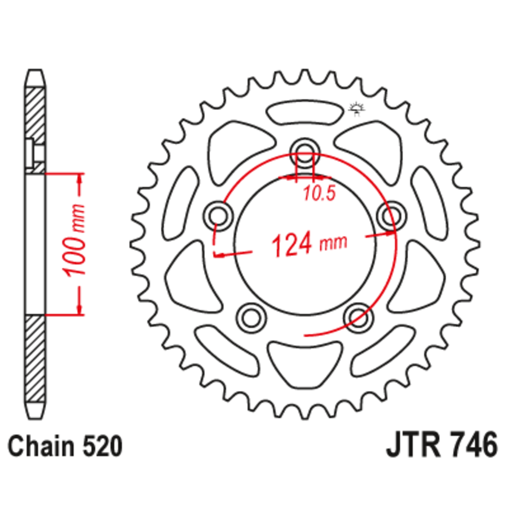 JT Звезда задняя (ведомая),(сталь) JT 746.39