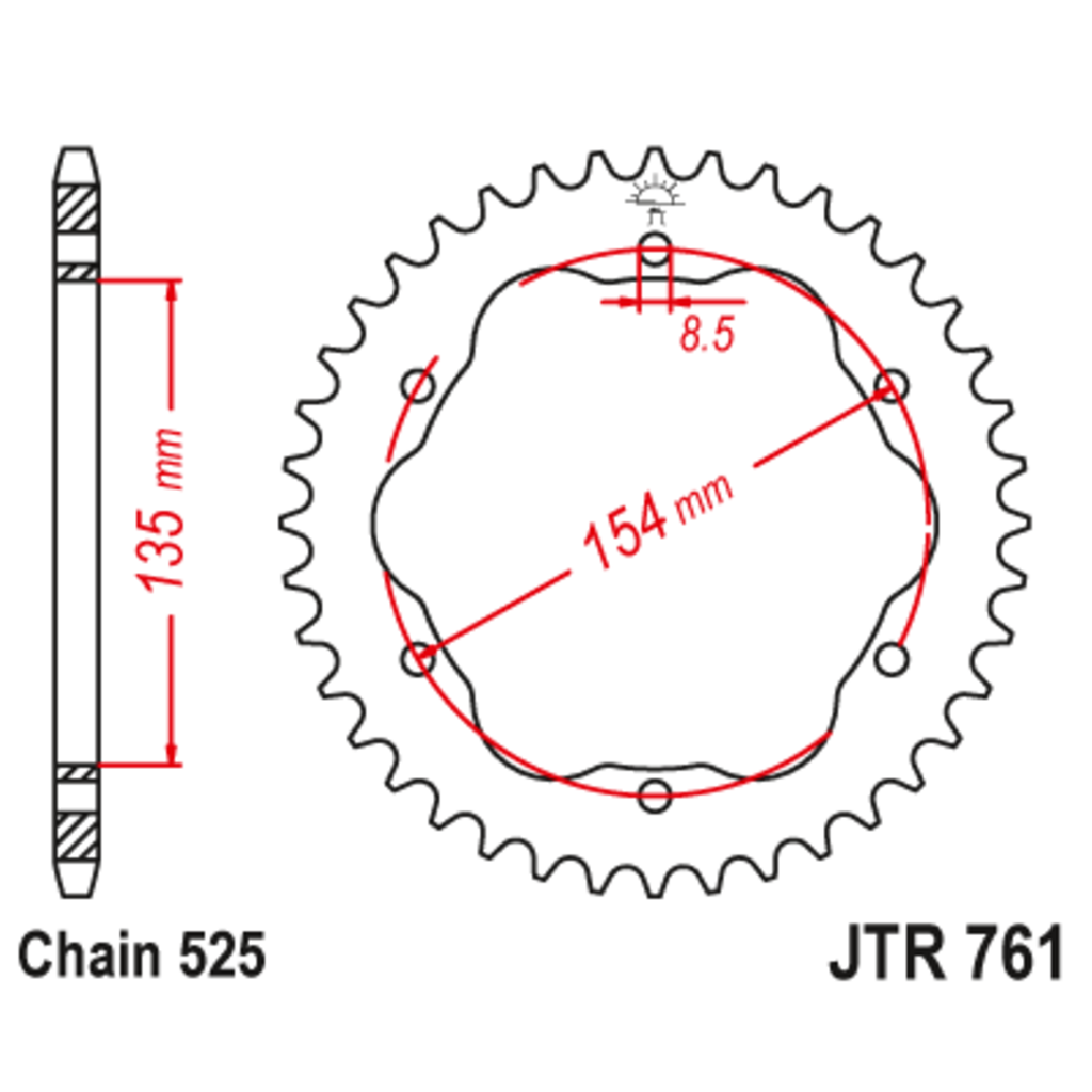 JT Звезда задняя (ведомая),(сталь) JT 761.38