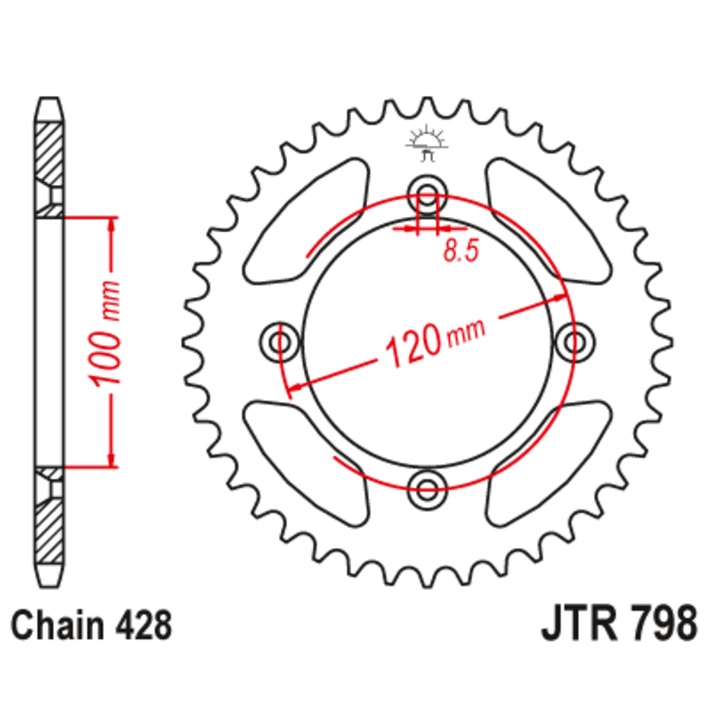 JT Звезда задняя (ведомая),(сталь) JT 798.47