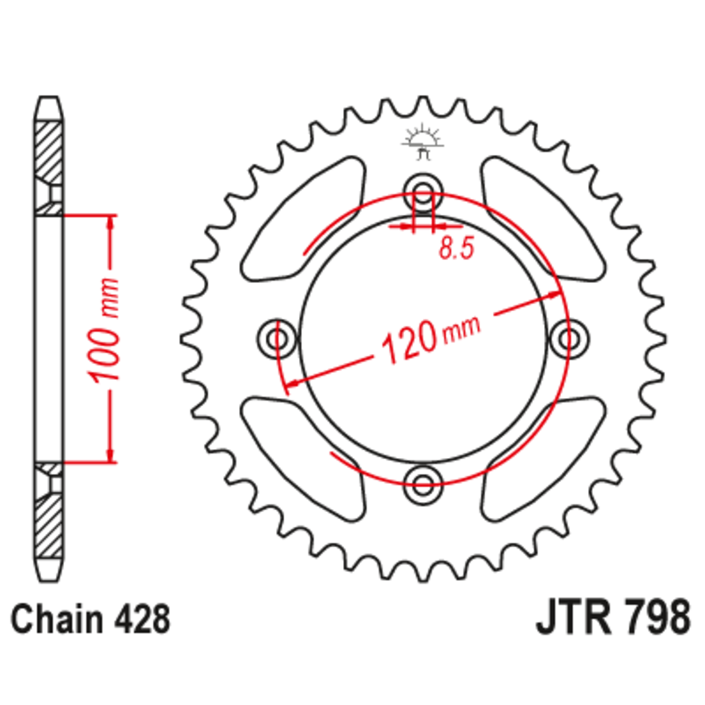 JT Звезда задняя (ведомая),(сталь) JT 798.48