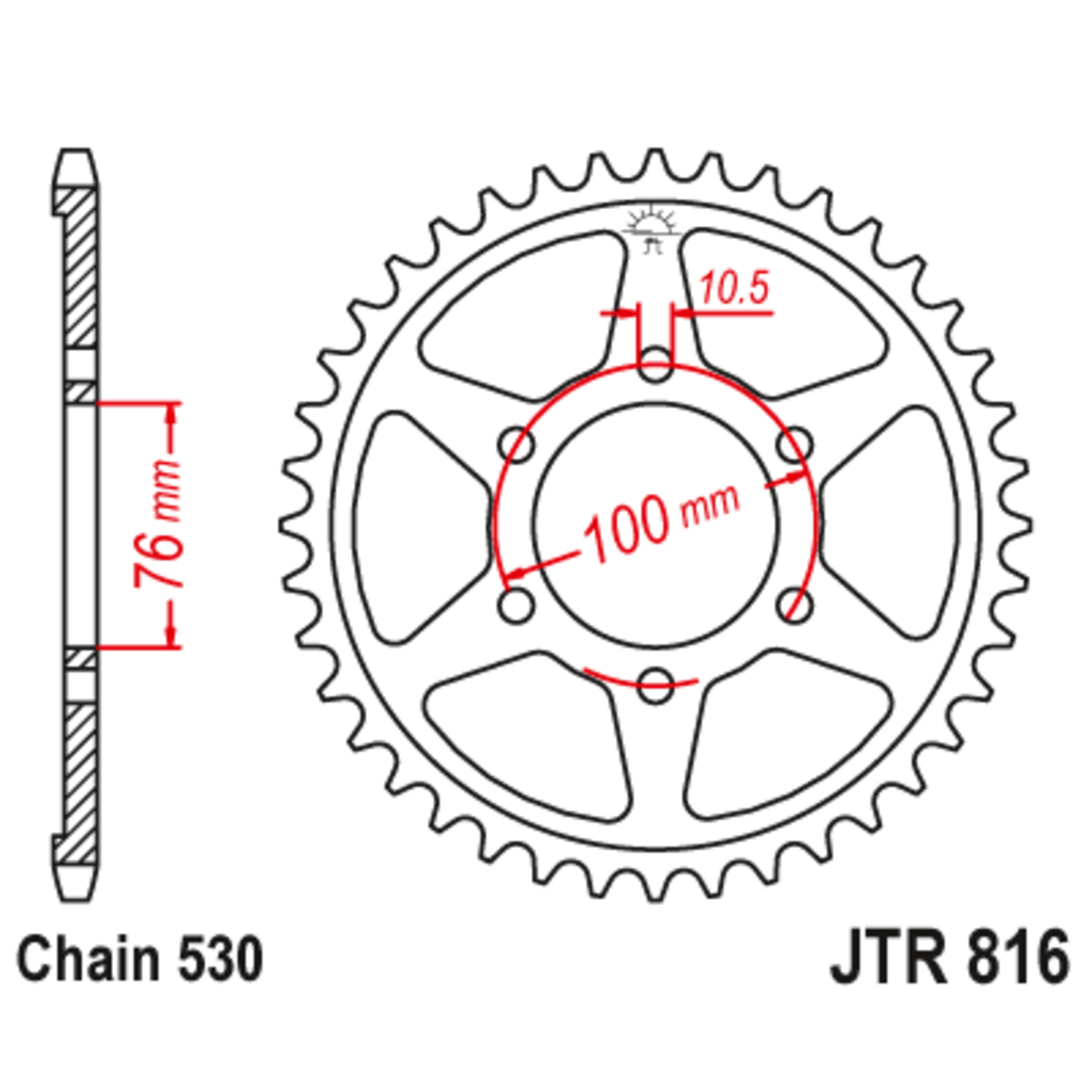 JT Звезда задняя (ведомая),(сталь) JT 816.45