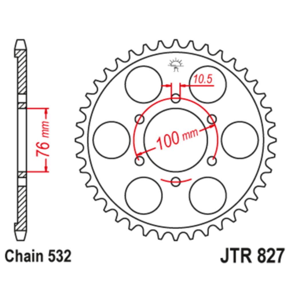 JT Звезда задняя (ведомая),(сталь) JT 827.44