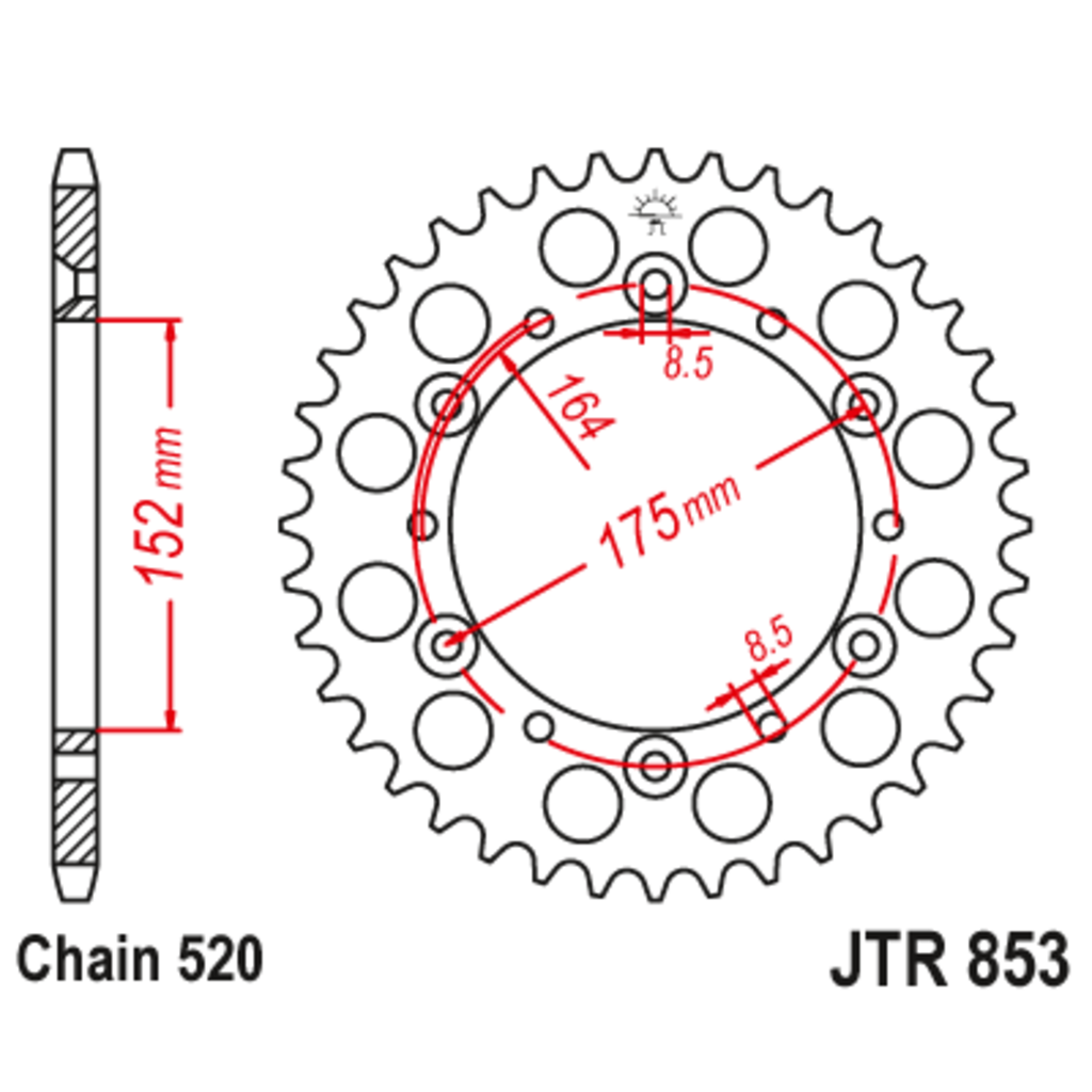 JT Звезда задняя (ведомая),(сталь) JT 853.49