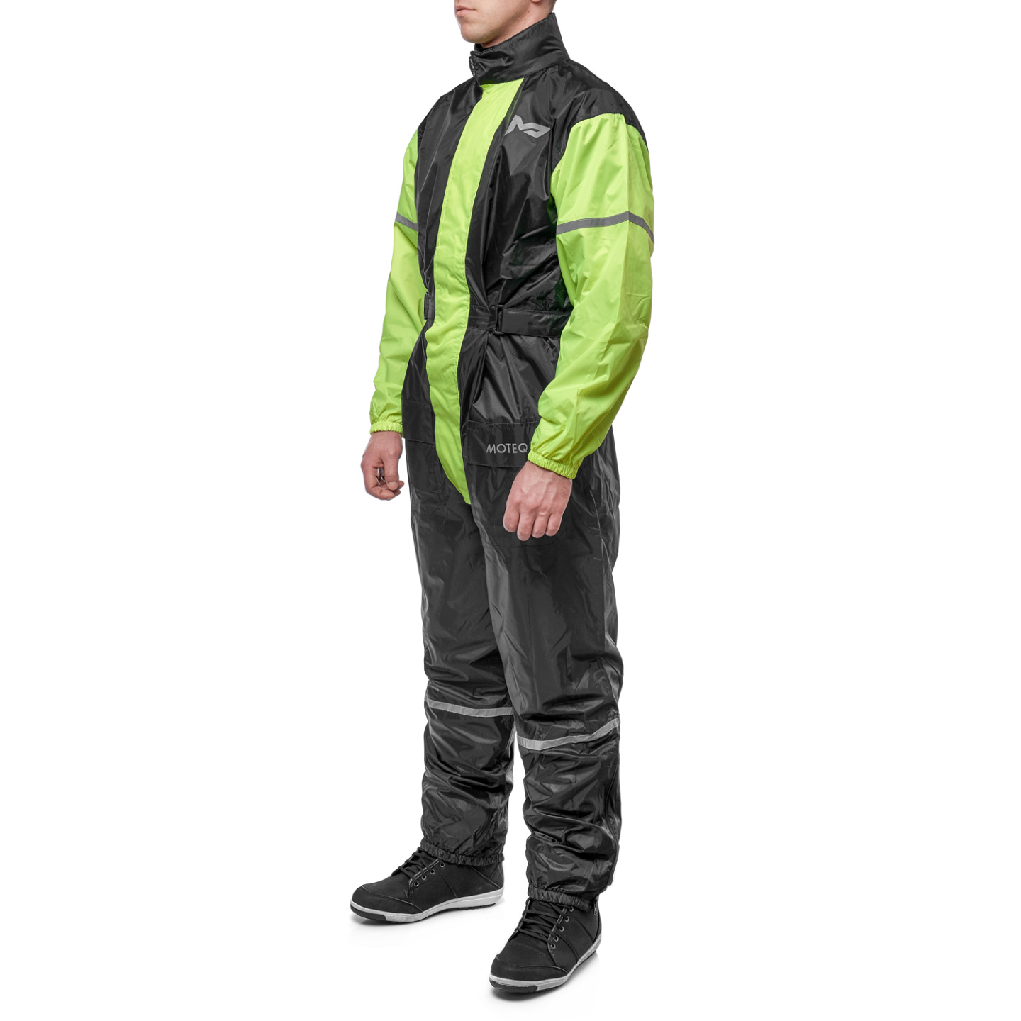 Дождевик слитный (комбинезон), MOTEQ BUBLLE DOG (черный/желтый, XS)