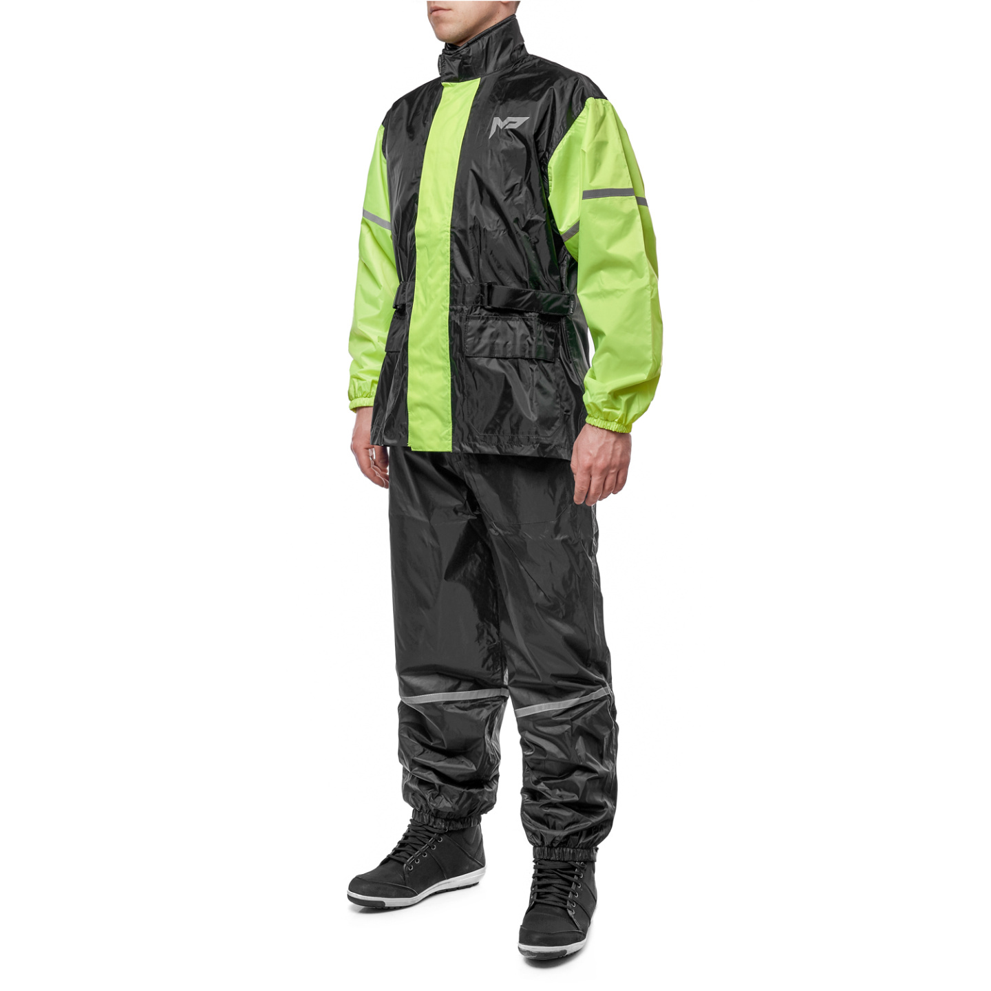 Дождевик раздельный (куртка + штаны), MOTEQ WET DOG (черный/желтый, XXS)