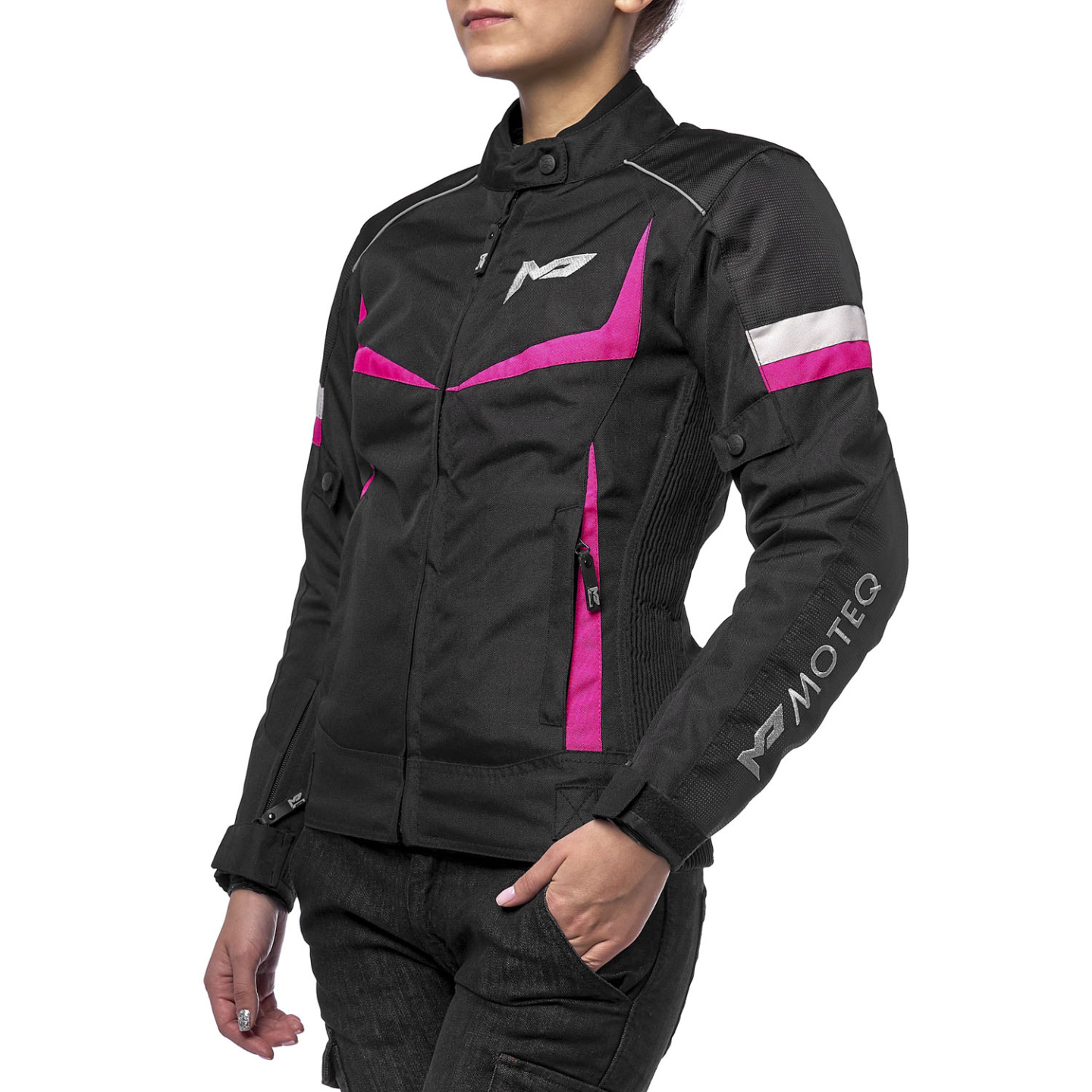 Куртка текстильная  MOTEQ ASTRA, женский (черный/розовый, XXS)