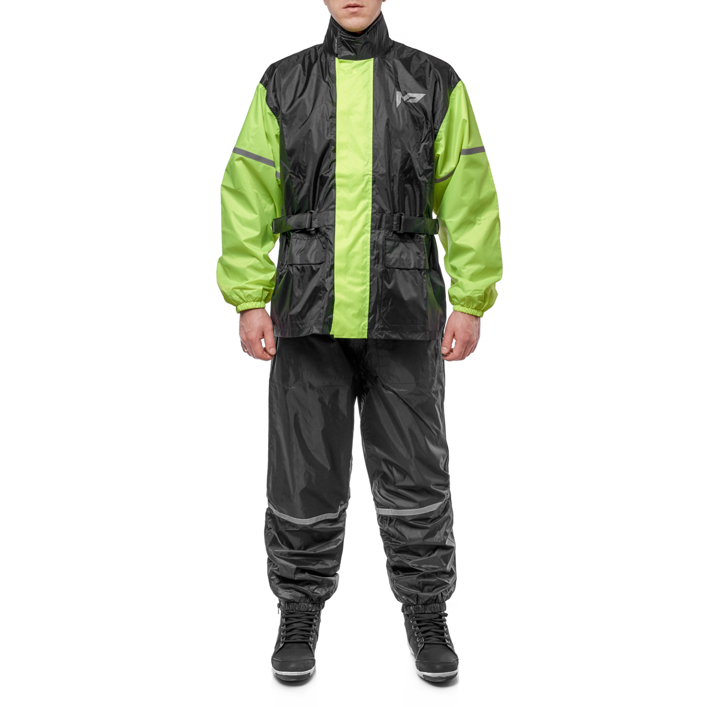 Дождевик раздельный (куртка + штаны), MOTEQ WET DOG (черный/желтый, XXS)