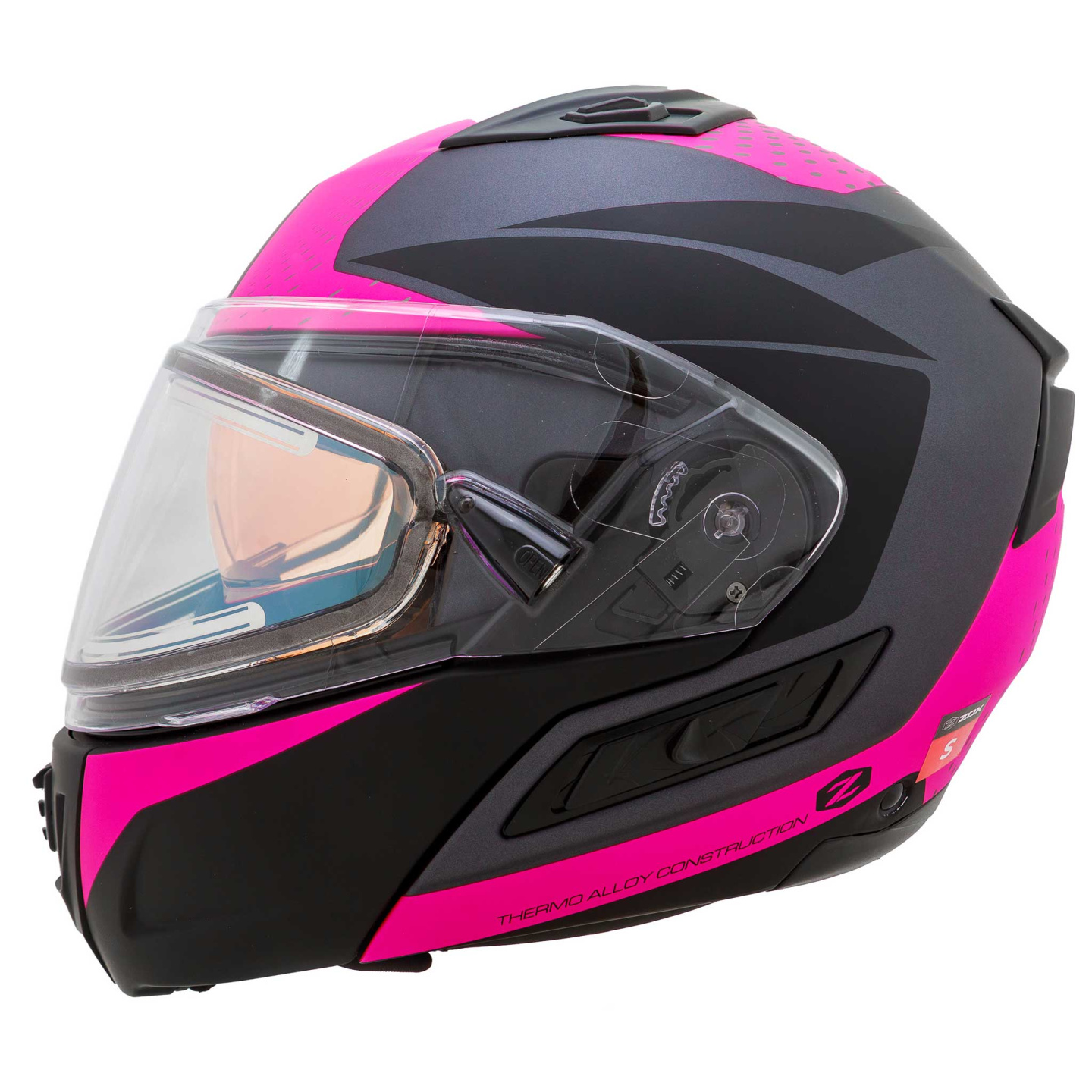 Шлем снегоходный ZOX Condor Parkway, стекло с электроподогревом, мат. (розовый/черный, XS)